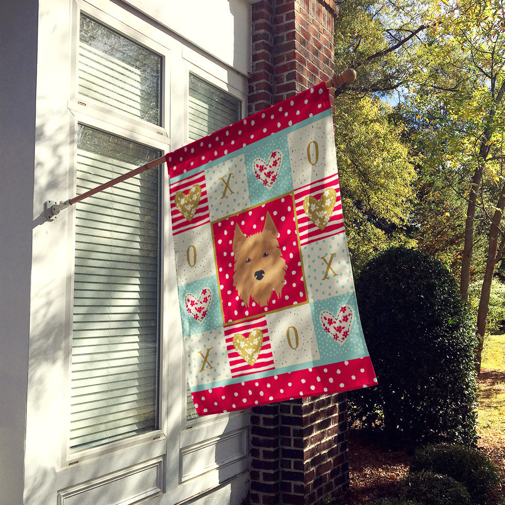 Australian Terrier Love House Flag 28x40 Porch Sleeve Pole Decorative Outside Yard Banner Artwork Wall Hanging, Polyester