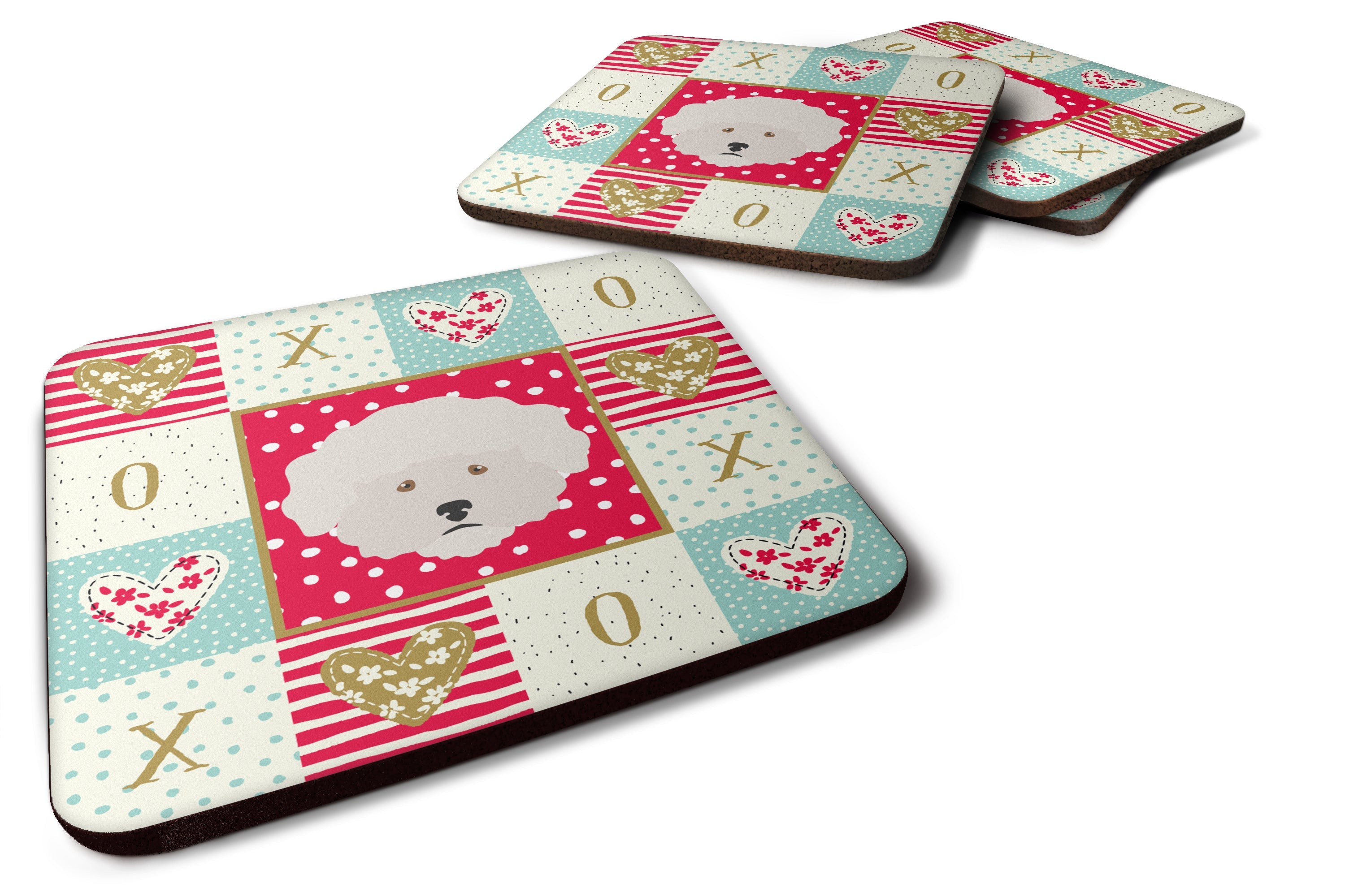 Bichon Frisé Love Foam Coasters Set of 4 Cup Coasters for Indoor Outdoor, Tabletop Protection, Anti Slip, Mouse pad Material