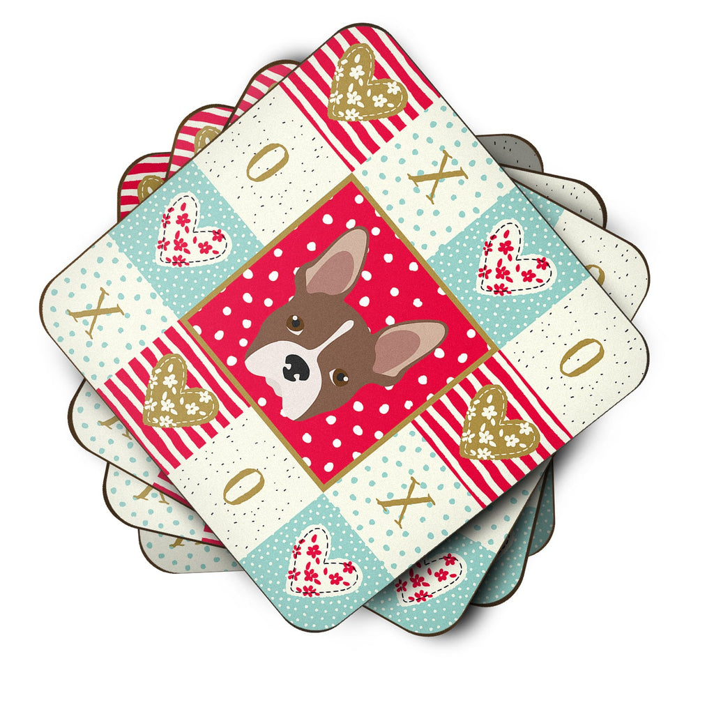 Boston Terrier Love Foam Coasters Set of 4 Cup Coasters for Indoor Outdoor, Tabletop Protection, Anti Slip, Mouse pad Material