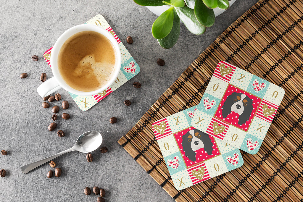 Cavalier King Charles Spaniel Love Foam Coasters Set of 4 Cup Coasters for Indoor Outdoor, Tabletop Protection, Anti Slip, Mouse pad Material