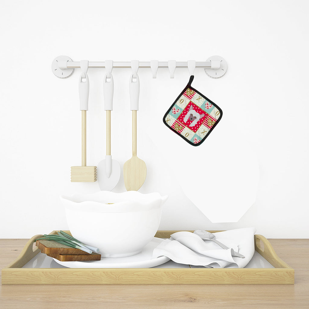 Chinese Crested Love Pot Holder Set of 2 Heat Resistant Quilted Hot Pads 7.5 x 7.5 Inch, Insulated Kitchen Trivets for Cooking & Baking