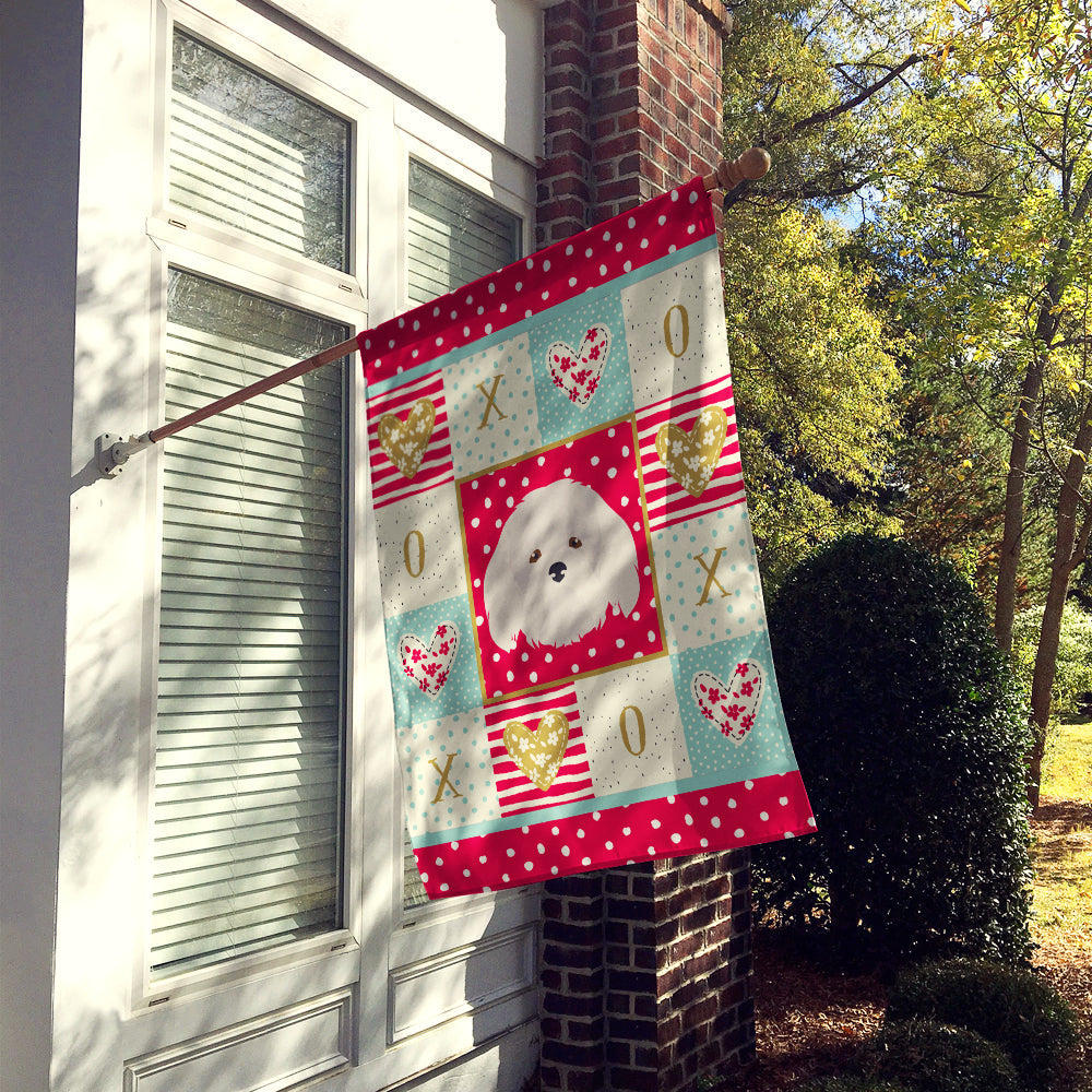 Coton de Tulear Love House Flag 28x40 Porch Sleeve Pole Decorative Outside Yard Banner Artwork Wall Hanging, Polyester