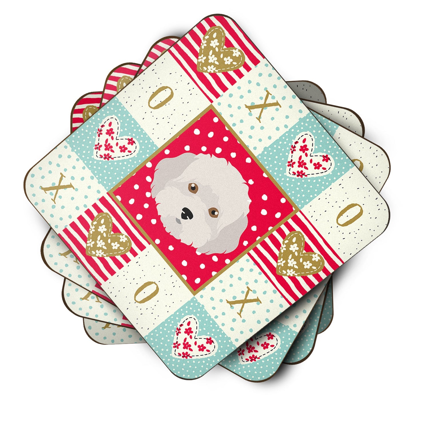 Cyprus Poodle Love Foam Coasters Set of 4 Cup Coasters for Indoor Outdoor, Tabletop Protection, Anti Slip, Mouse pad Material