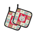 Danish Spitz Love Pot Holder Set of 2 Heat Resistant Quilted Hot Pads 7.5 x 7.5 Inch, Insulated Kitchen Trivets for Cooking & Baking
