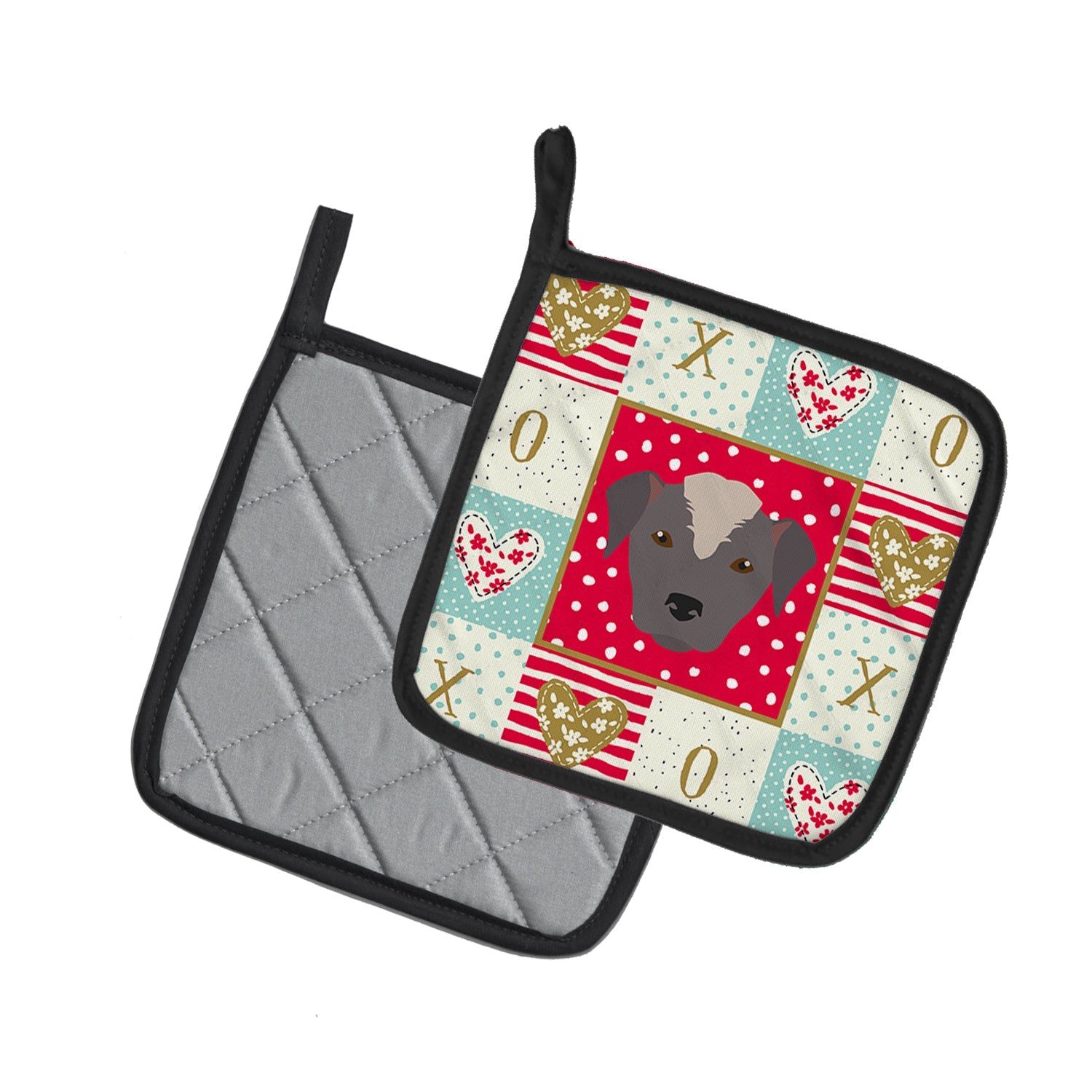 Ecuadorian Hairless Dog Love Pot Holder Set of 2 Heat Resistant Quilted Hot Pads 7.5 x 7.5 Inch, Insulated Kitchen Trivets for Cooking & Baking