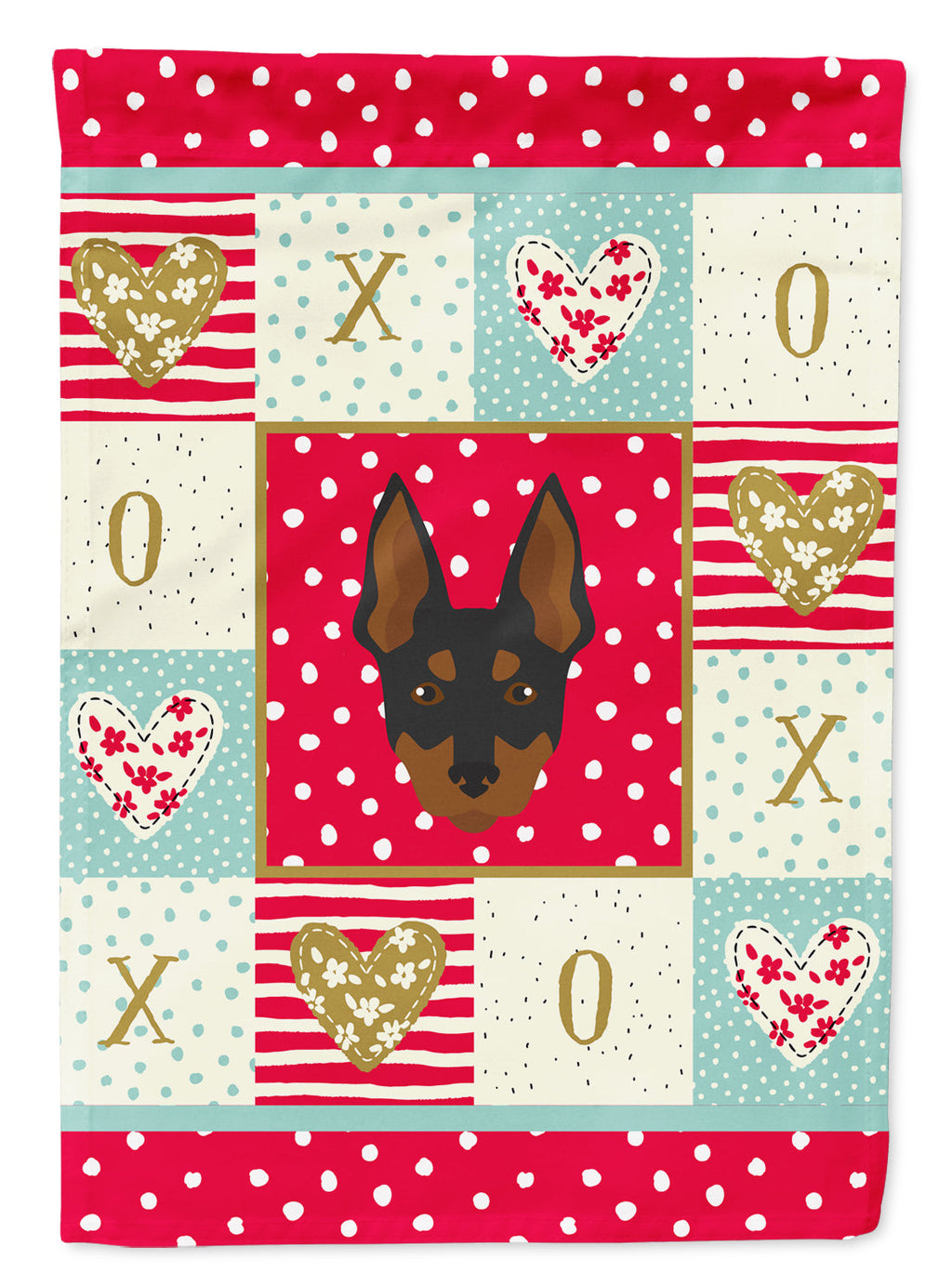 English Toy Terrier Love House Flag 28x40 Porch Sleeve Pole Decorative Outside Yard Banner Artwork Wall Hanging, Polyester