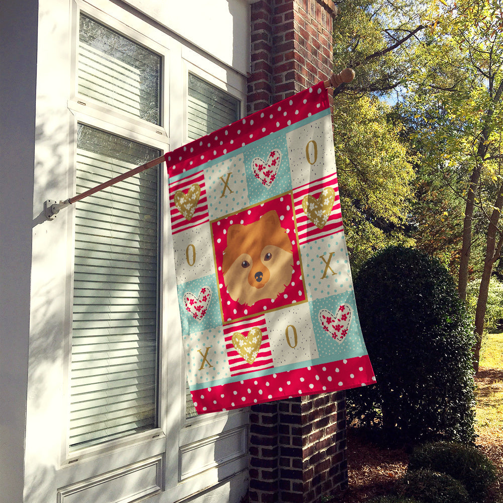 German Spitz Love House Flag 28x40 Porch Sleeve Pole Decorative Outside Yard Banner Artwork Wall Hanging, Polyester