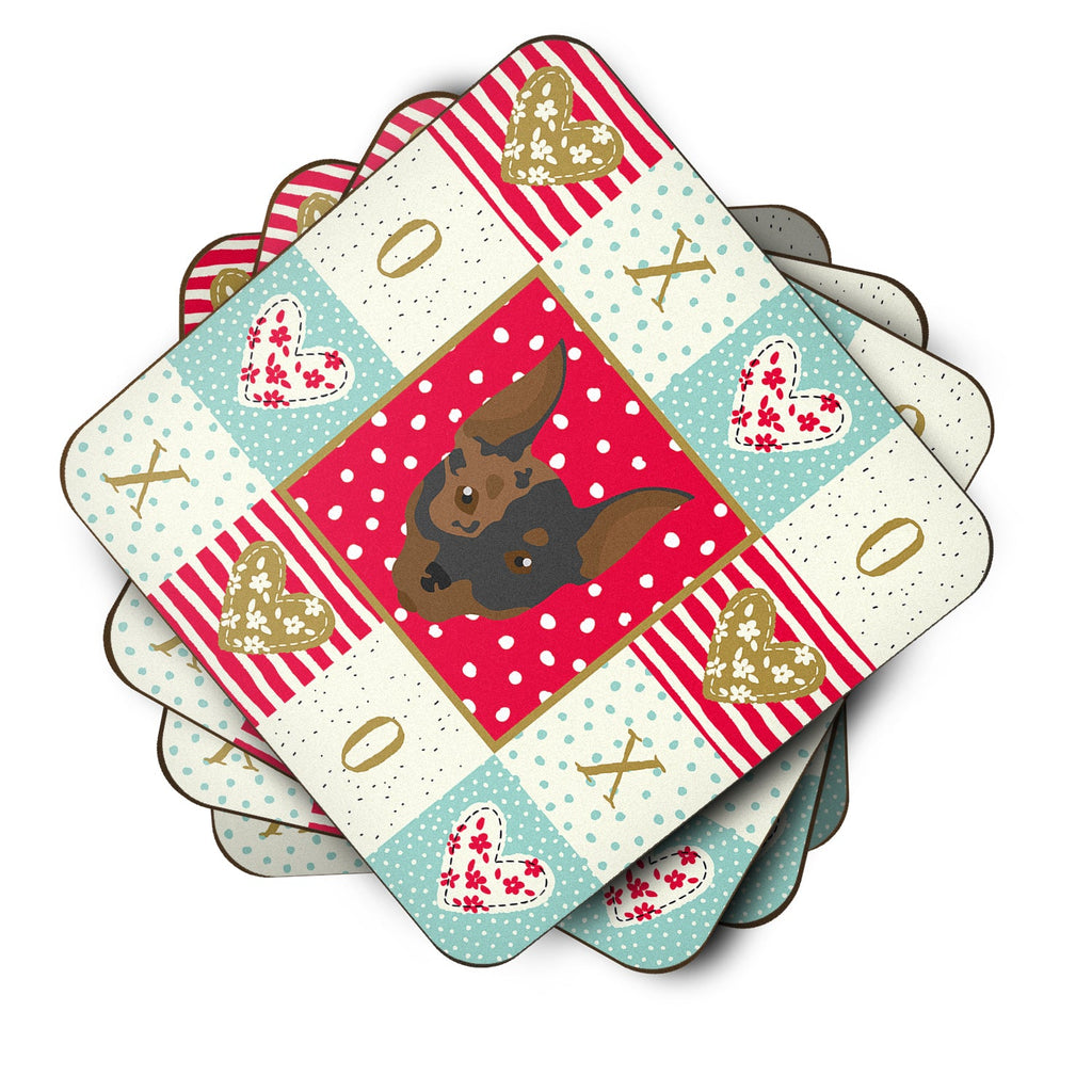 Harlequin Pinscher #2 Love Foam Coasters Set of 4 Cup Coasters for Indoor Outdoor, Tabletop Protection, Anti Slip, Mouse pad Material