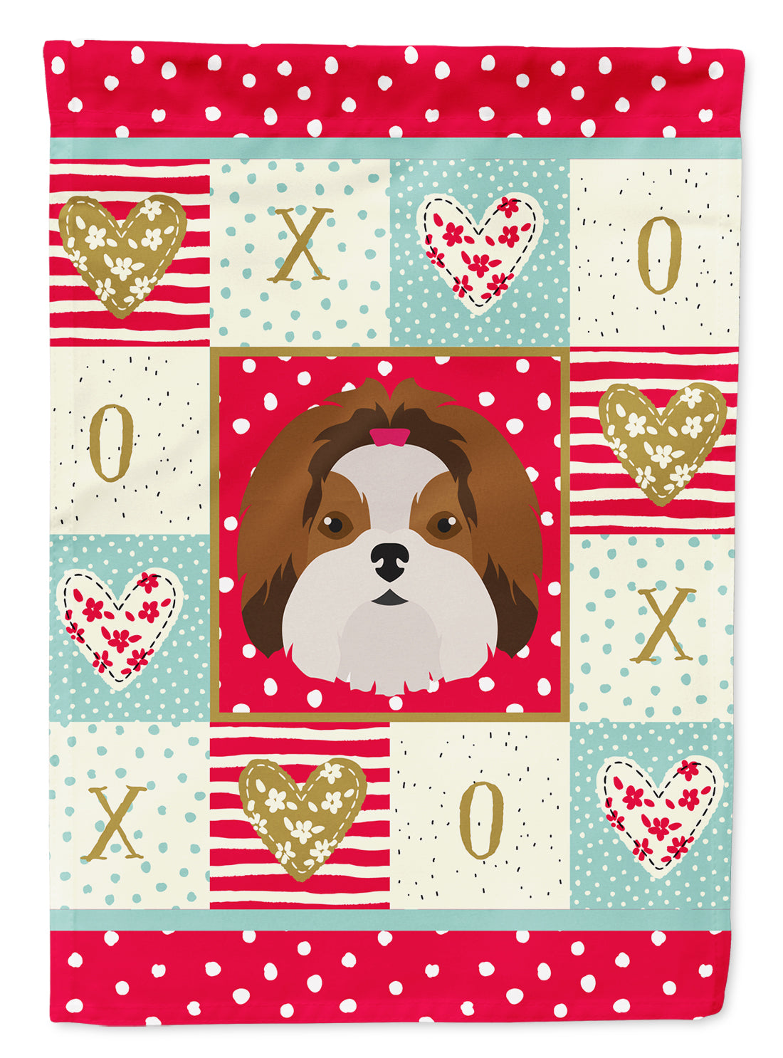 Imperial Shih Tzu Love House Flag 28x40 Porch Sleeve Pole Decorative Outside Yard Banner Artwork Wall Hanging, Polyester