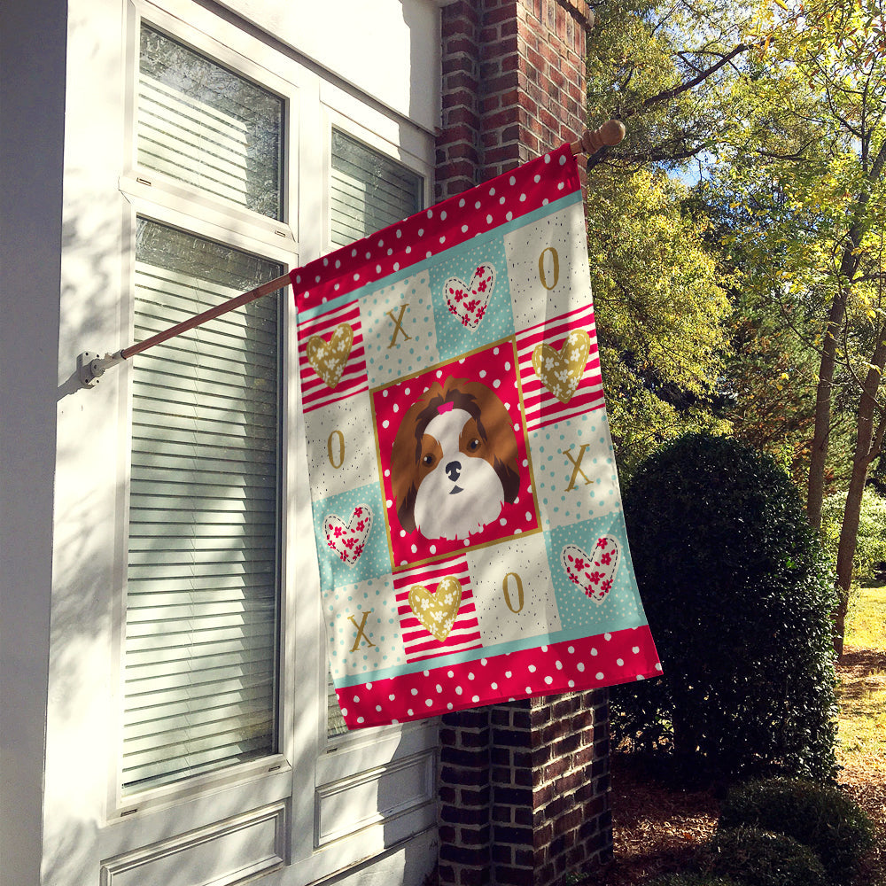 Imperial Shih Tzu Love House Flag 28x40 Porch Sleeve Pole Decorative Outside Yard Banner Artwork Wall Hanging, Polyester