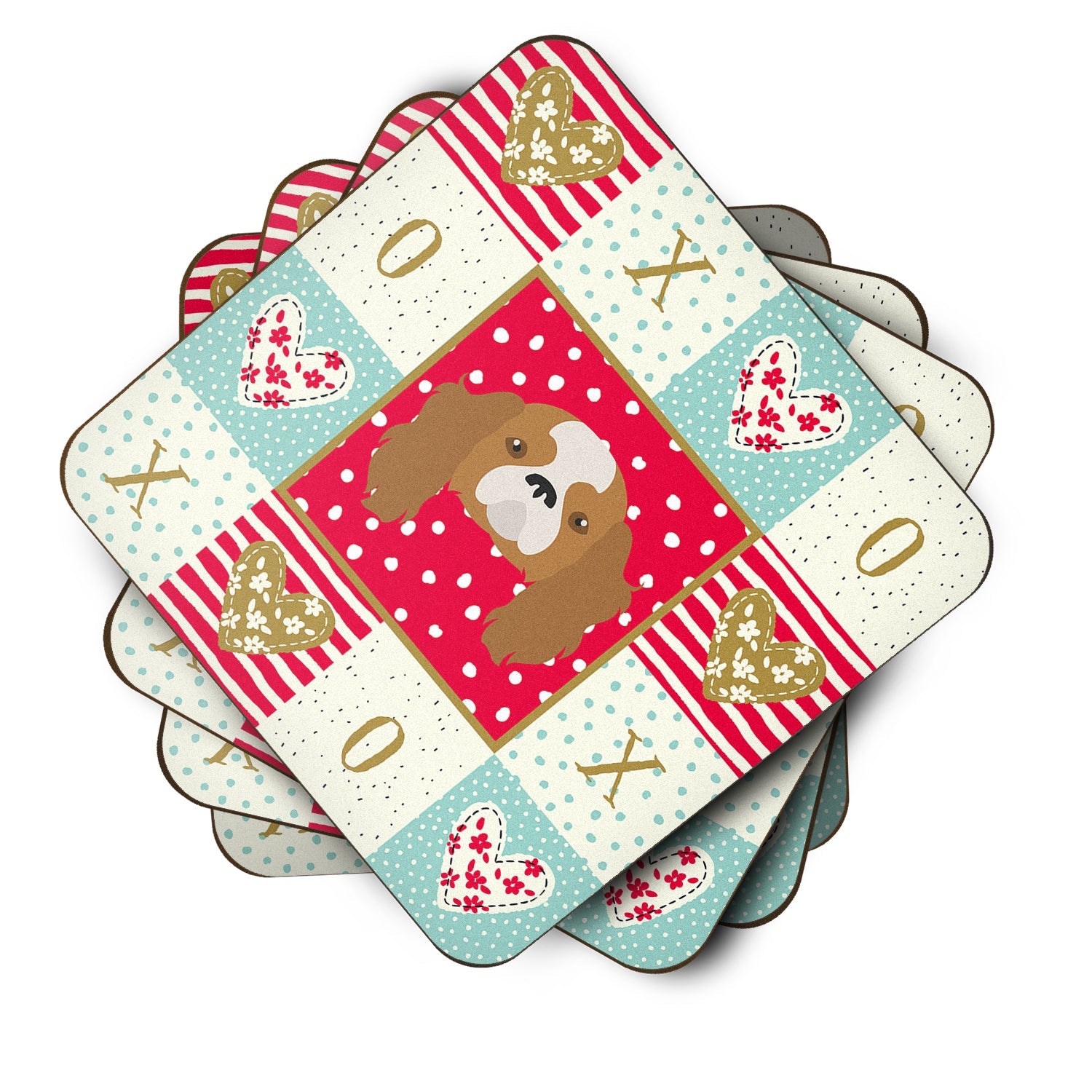 Blenheim Cavalier King Charles Spaniel Love Foam Coasters Set of 4 Cup Coasters for Indoor Outdoor, Tabletop Protection, Anti Slip, Mouse pad Material