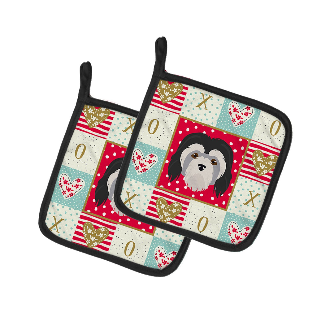 Lowchen Little Lion Dog Love Pot Holder Set of 2 Heat Resistant Quilted Hot Pads 7.5 x 7.5 Inch, Insulated Kitchen Trivets for Cooking & Baking