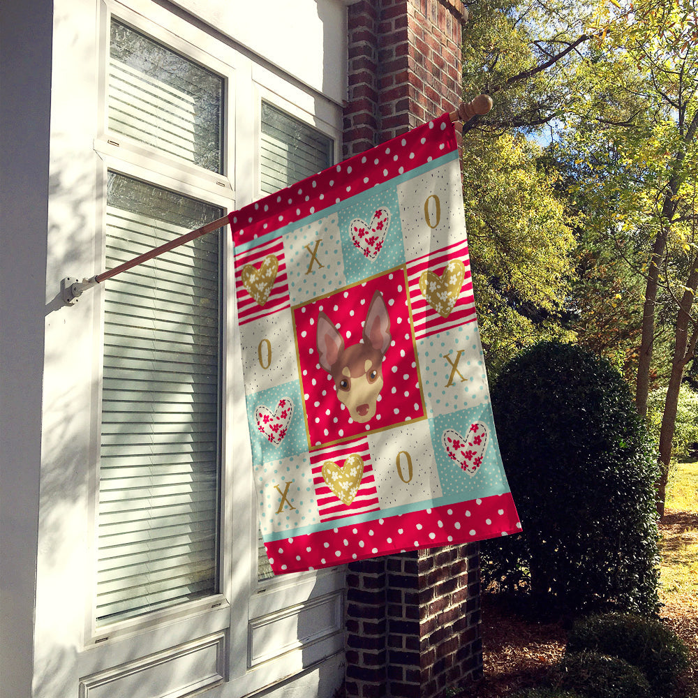 Miniature Fox Terrier Love House Flag 28x40 Porch Sleeve Pole Decorative Outside Yard Banner Artwork Wall Hanging, Polyester