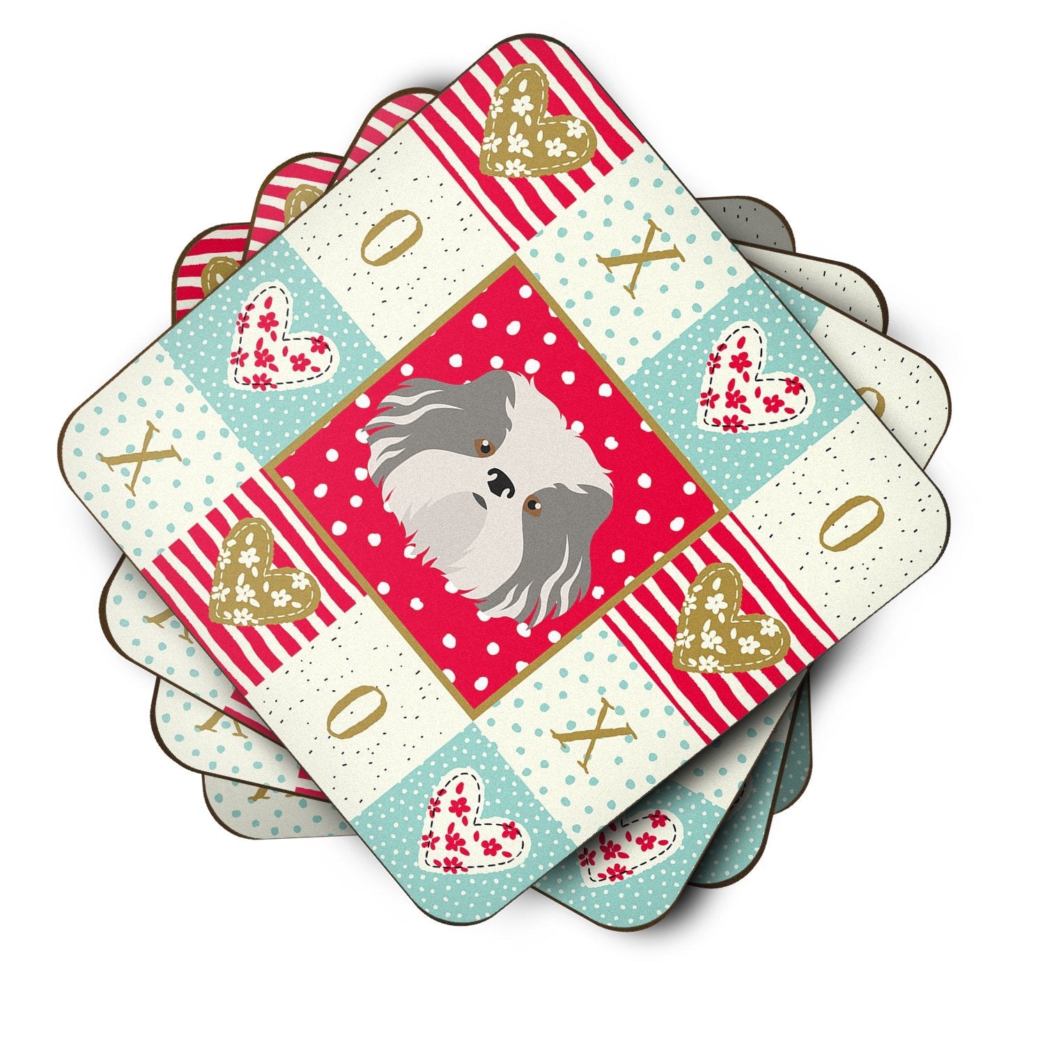 Odis Dog Love Foam Coasters Set of 4 Cup Coasters for Indoor Outdoor, Tabletop Protection, Anti Slip, Mouse pad Material