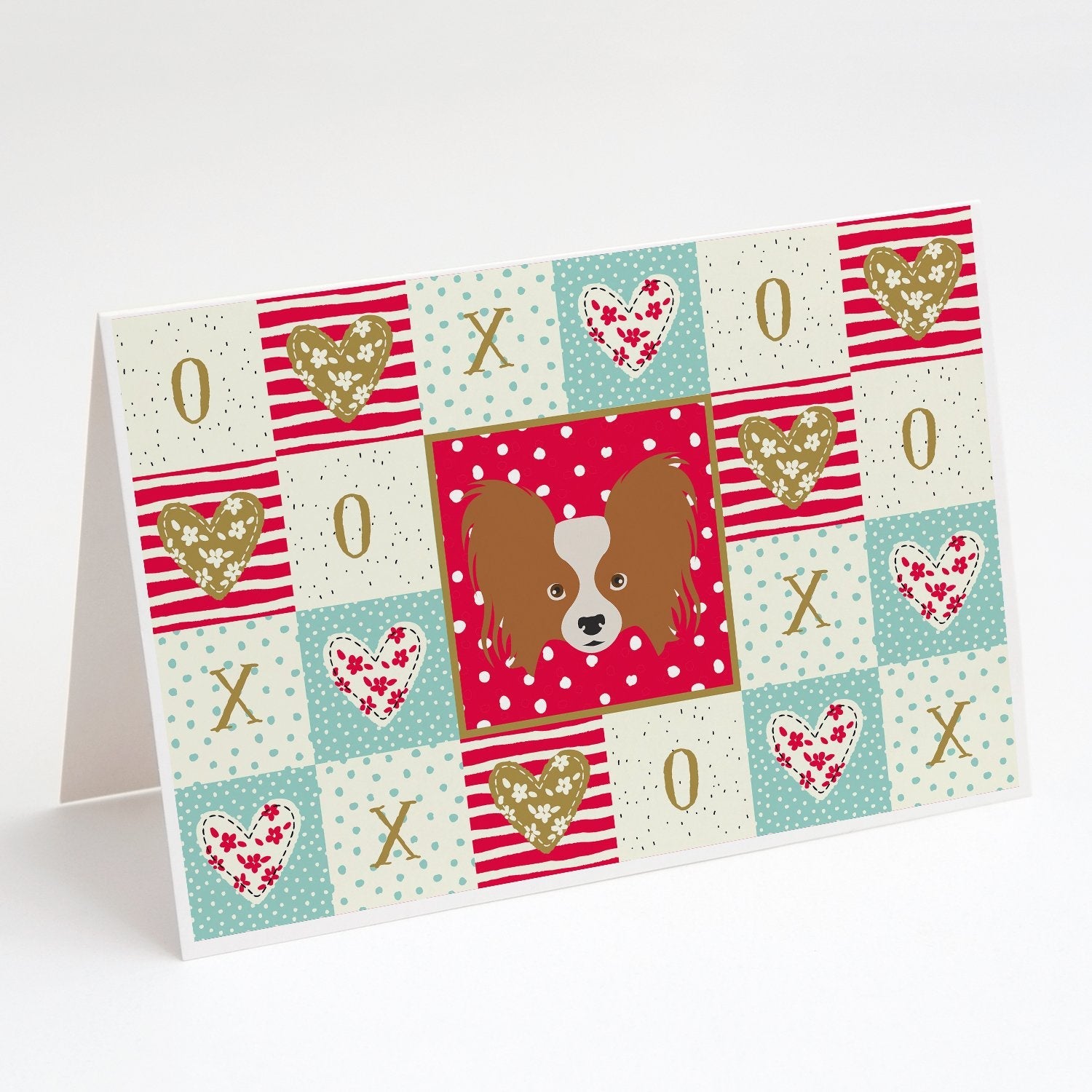 Papillon Love Greeting Cards Pack of 8 Blank Cards with Envelopes Whimsical A7 Size 5x7