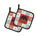 Pomeranian Love Pot Holder Set of 2 Heat Resistant Quilted Hot Pads 7.5 x 7.5 Inch, Insulated Kitchen Trivets for Cooking & Baking