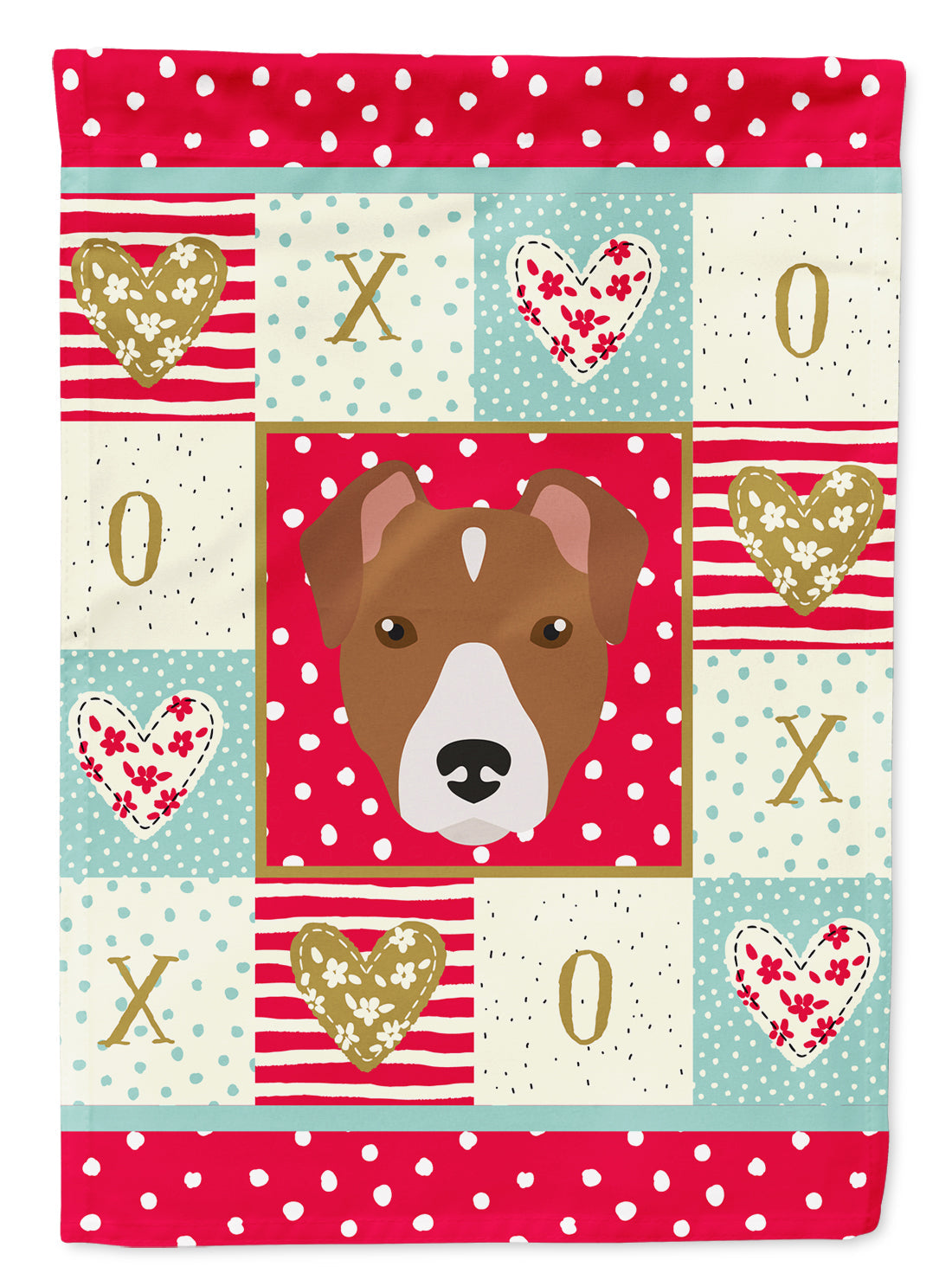 Rat Terrier Love House Flag 28x40 Porch Sleeve Pole Decorative Outside Yard Banner Artwork Wall Hanging, Polyester