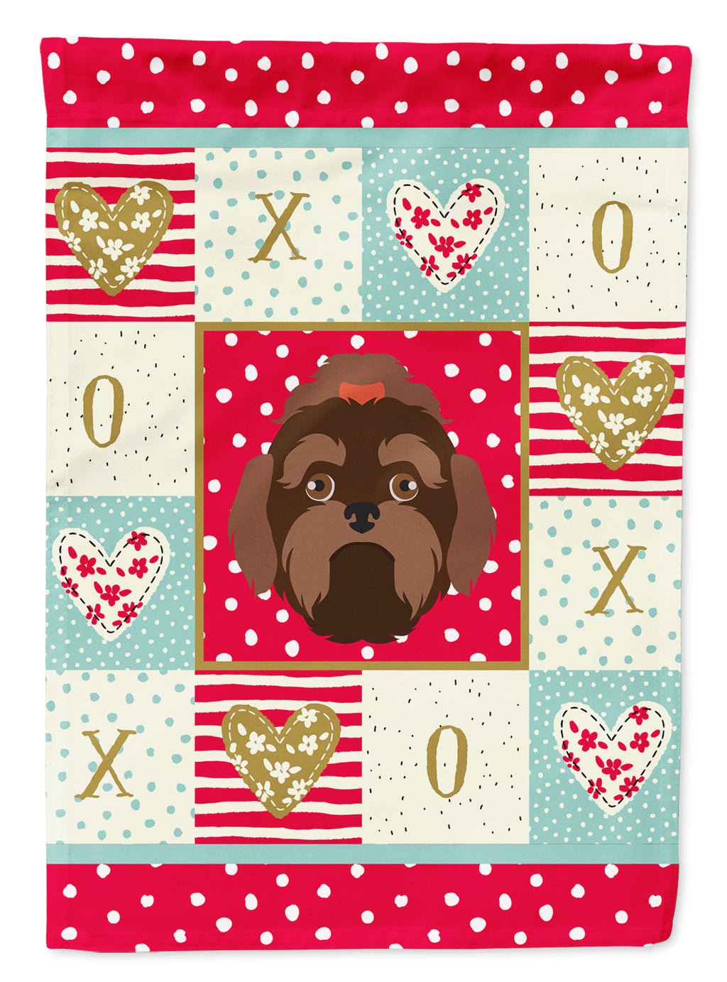 Russian Lapdog Love House Flag 28x40 Porch Sleeve Pole Decorative Outside Yard Banner Artwork Wall Hanging, Polyester