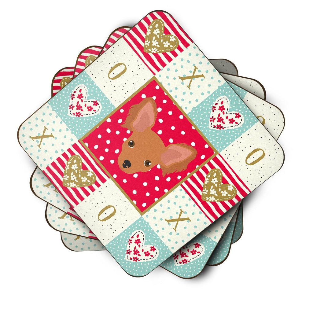 Russian Tor Terrier Love Foam Coasters Set of 4 Cup Coasters for Indoor Outdoor, Tabletop Protection, Anti Slip, Mouse pad Material