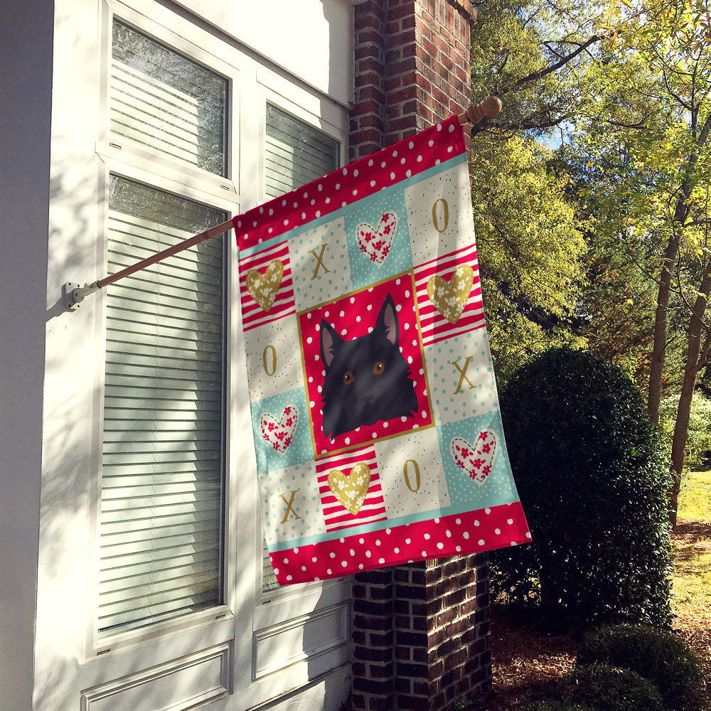 Schipperke Love House Flag 28x40 Porch Sleeve Pole Decorative Outside Yard Banner Artwork Wall Hanging, Polyester