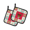 Tenterfield Terrier Love Pot Holder Set of 2 Heat Resistant Quilted Hot Pads 7.5 x 7.5 Inch, Insulated Kitchen Trivets for Cooking & Baking