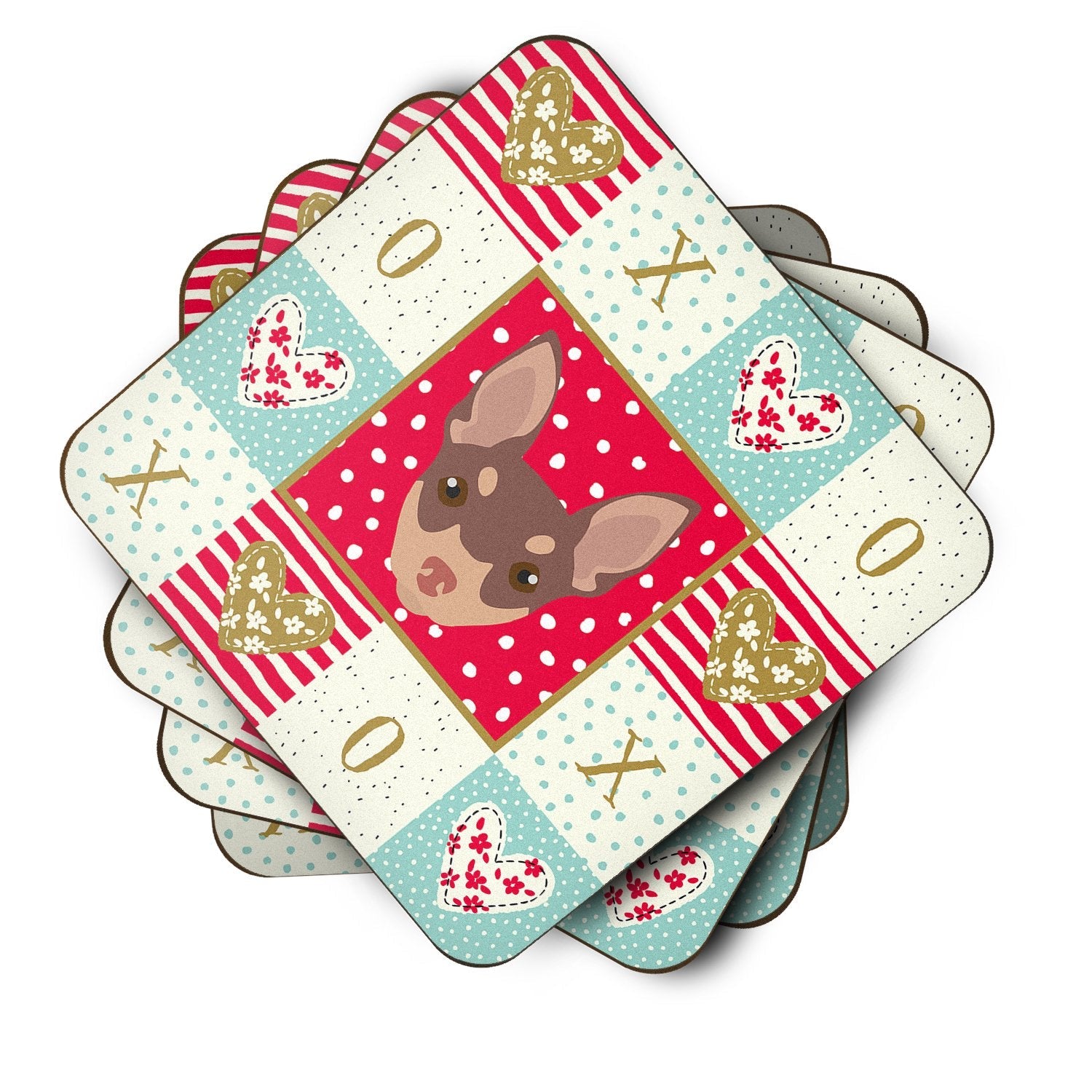 Toy Fox Terrier Love Foam Coasters Set of 4 Cup Coasters for Indoor Outdoor, Tabletop Protection, Anti Slip, Mouse pad Material