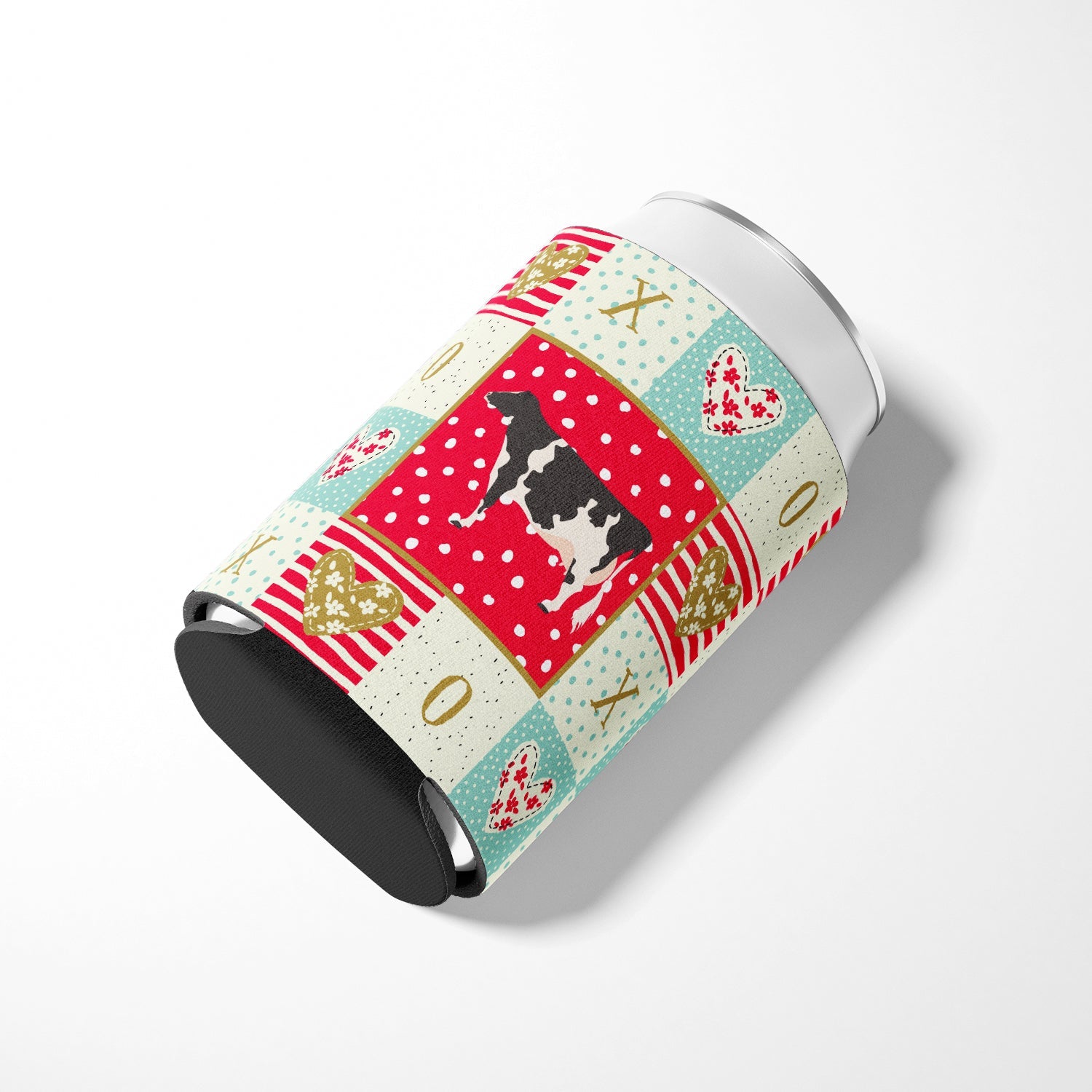 Holstein Cow Love Can or Bottle Hugger Cooler Sleeve for Standard 12 oz Cans, Insulated Foam Beer & Soda Can Hugger Reusable