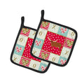 Ankole-Watusu Cow Love Pot Holder Set of 2 Heat Resistant Quilted Hot Pads 7.5 x 7.5 Inch, Insulated Kitchen Trivets for Cooking & Baking