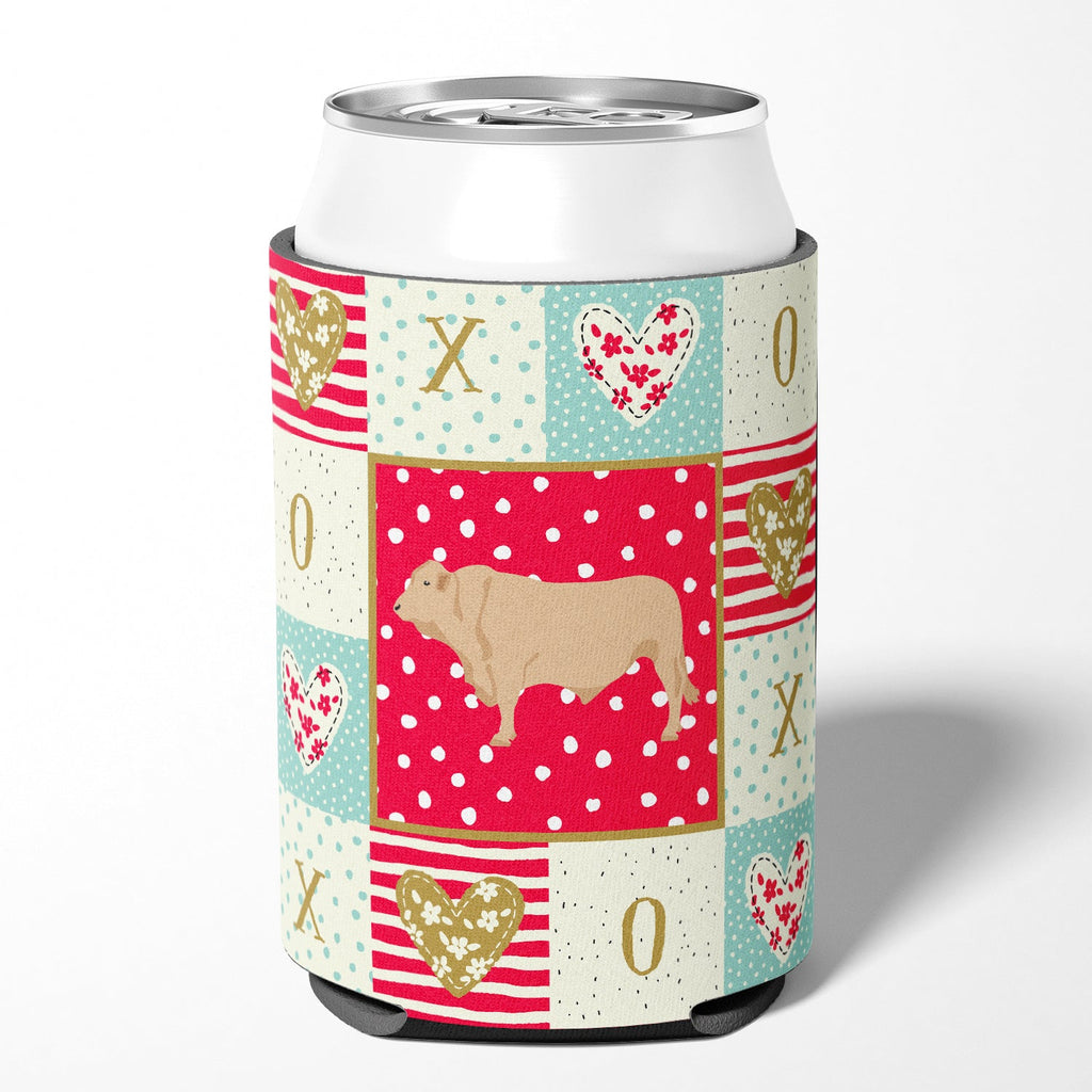 Charolais Cow Love Can or Bottle Hugger Cooler Sleeve for Standard 12 oz Cans, Insulated Foam Beer & Soda Can Hugger Reusable