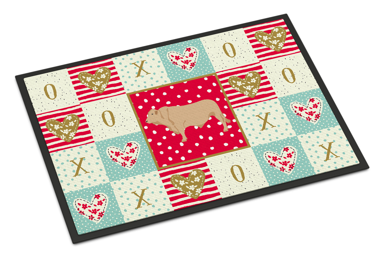 Charolais Cow Love Doormat Indoor Outdoor 18H X 27W Front Door Mat Rugs for Entryway, Non Slip Washable