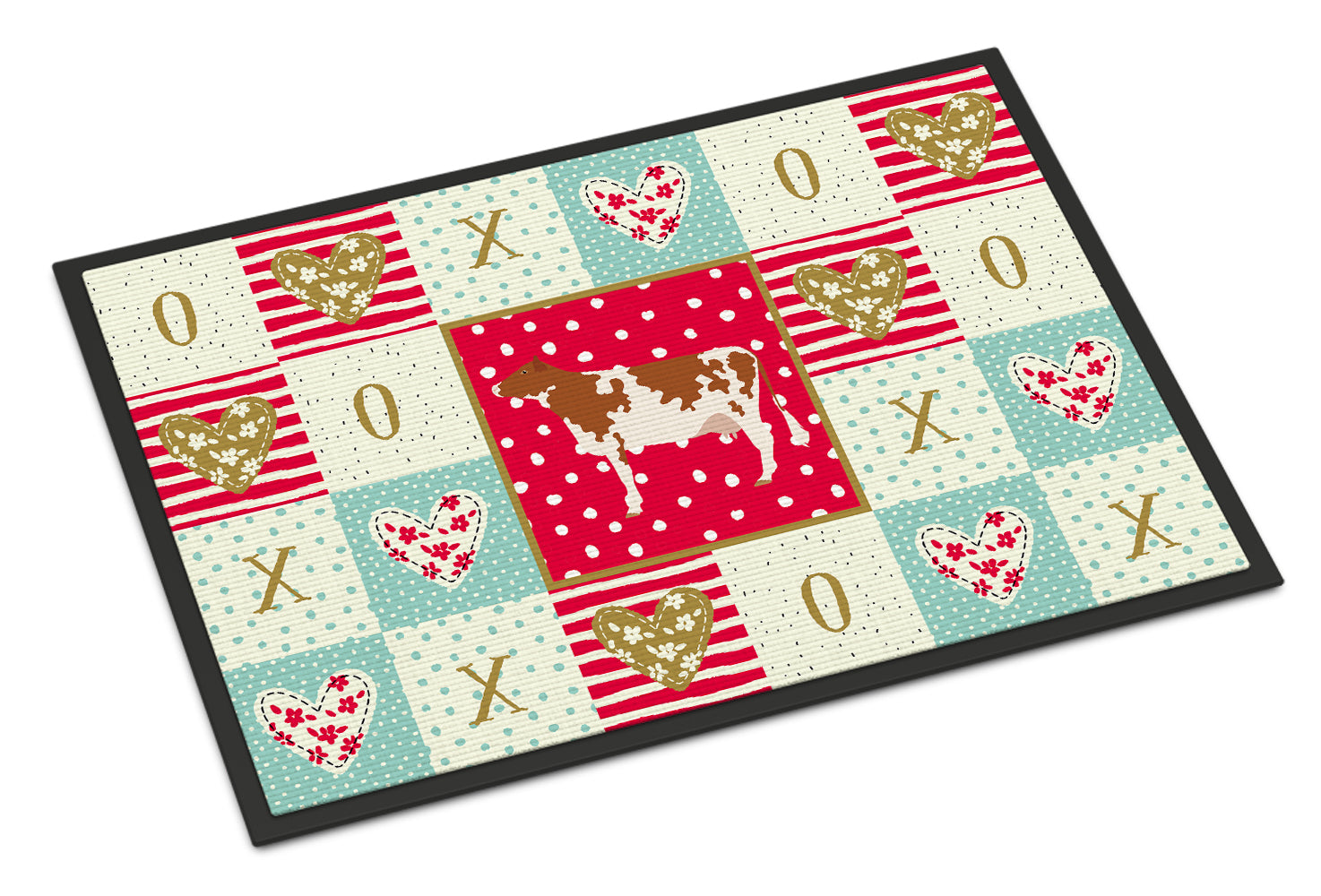 Ayrshire Cow Love Doormat Indoor Outdoor 18H X 27W Front Door Mat Rugs for Entryway, Non Slip Washable