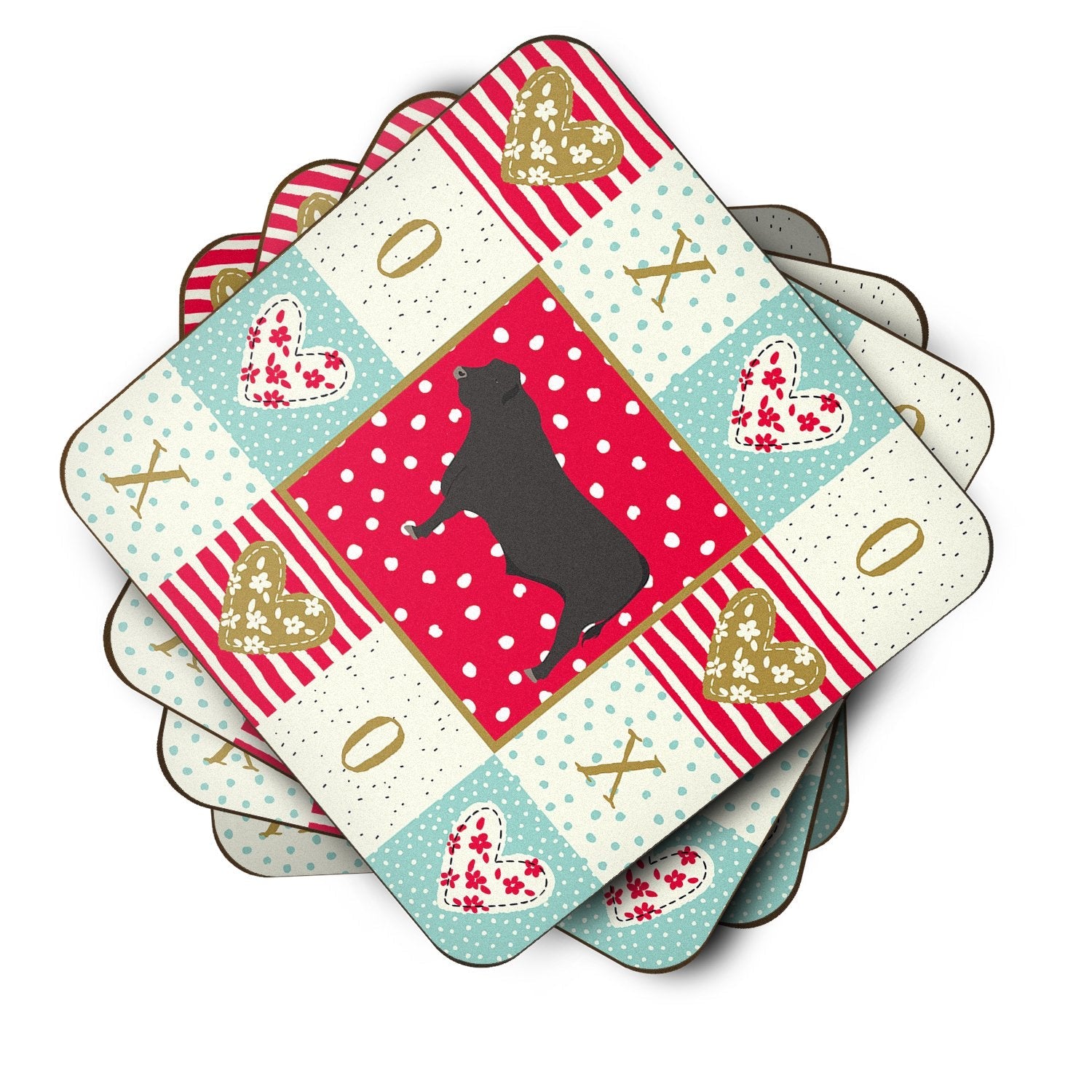 Black Angus Cow Love Foam Coasters Set of 4 Cup Coasters for Indoor Outdoor, Tabletop Protection, Anti Slip, Mouse pad Material