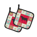 Black Angus Cow Love Pot Holder Set of 2 Heat Resistant Quilted Hot Pads 7.5 x 7.5 Inch, Insulated Kitchen Trivets for Cooking & Baking