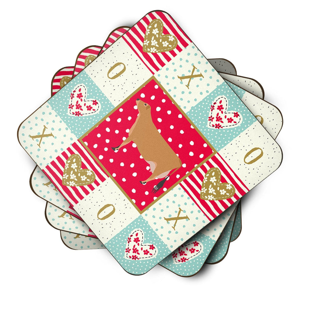 Jersey Cow Love Foam Coasters Set of 4 Cup Coasters for Indoor Outdoor, Tabletop Protection, Anti Slip, Mouse pad Material