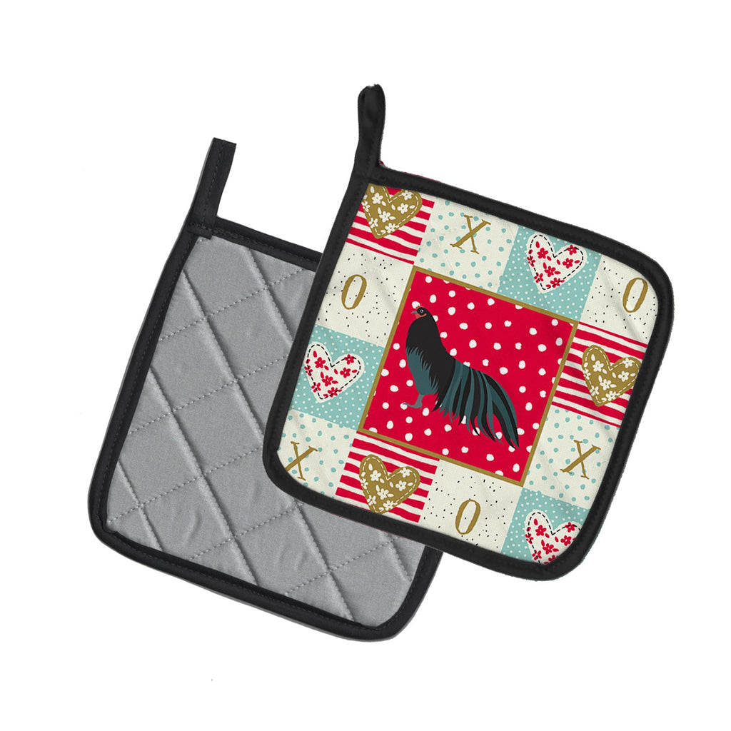 Sumatra Chicken Love Pot Holder Set of 2 Heat Resistant Quilted Hot Pads 7.5 x 7.5 Inch, Insulated Kitchen Trivets for Cooking & Baking