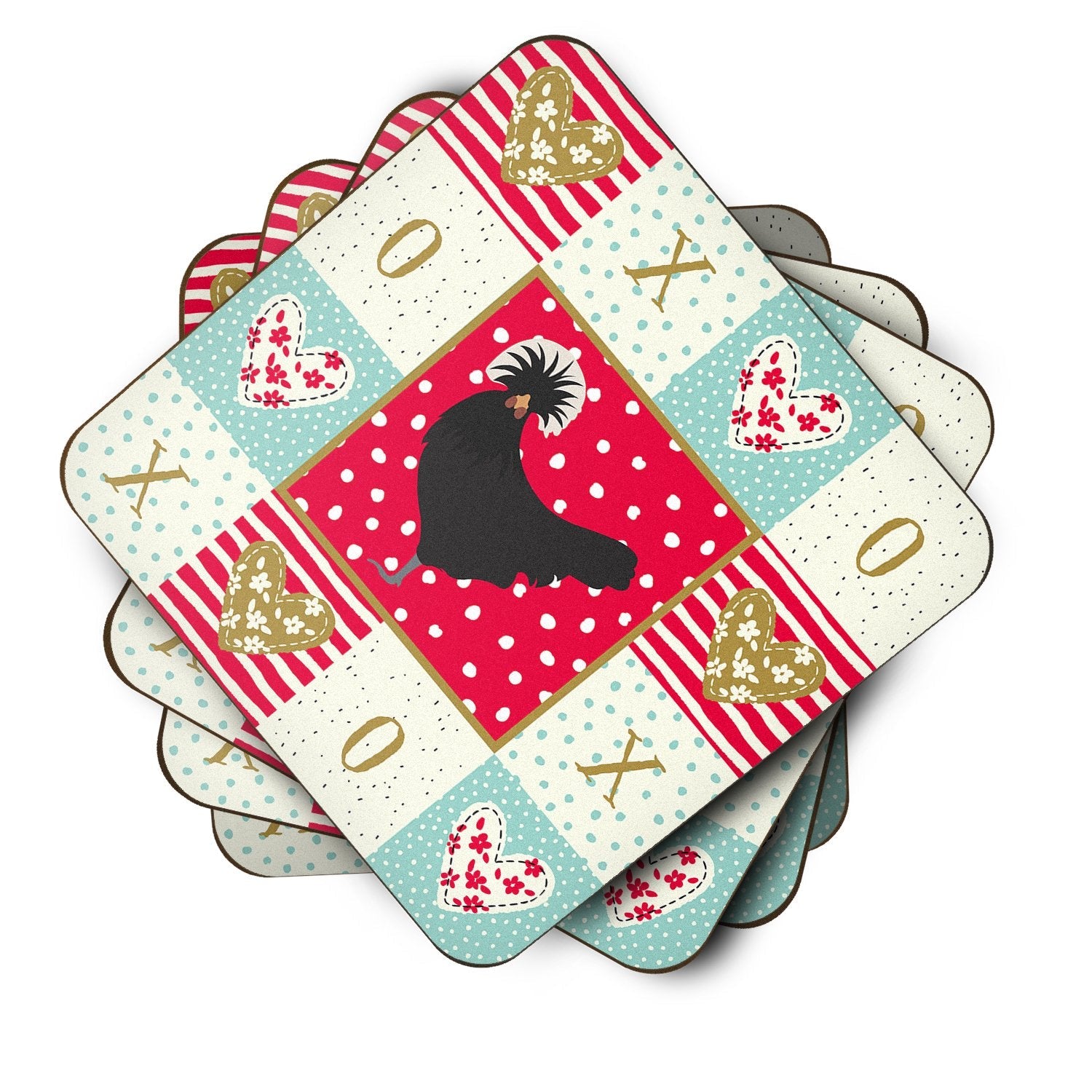 Polish Poland Chicken Love Foam Coasters Set of 4 Cup Coasters for Indoor Outdoor, Tabletop Protection, Anti Slip, Mouse pad Material