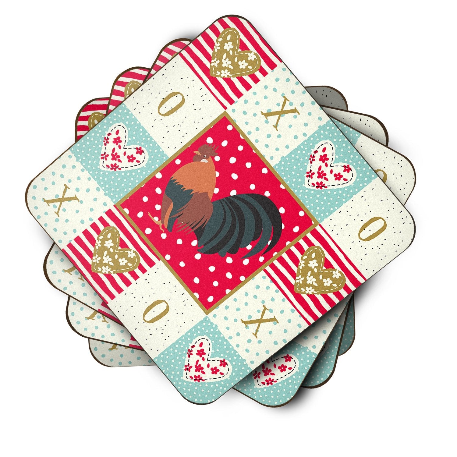 Dutch Bantam Chicken Love Foam Coasters Set of 4 Cup Coasters for Indoor Outdoor, Tabletop Protection, Anti Slip, Mouse pad Material