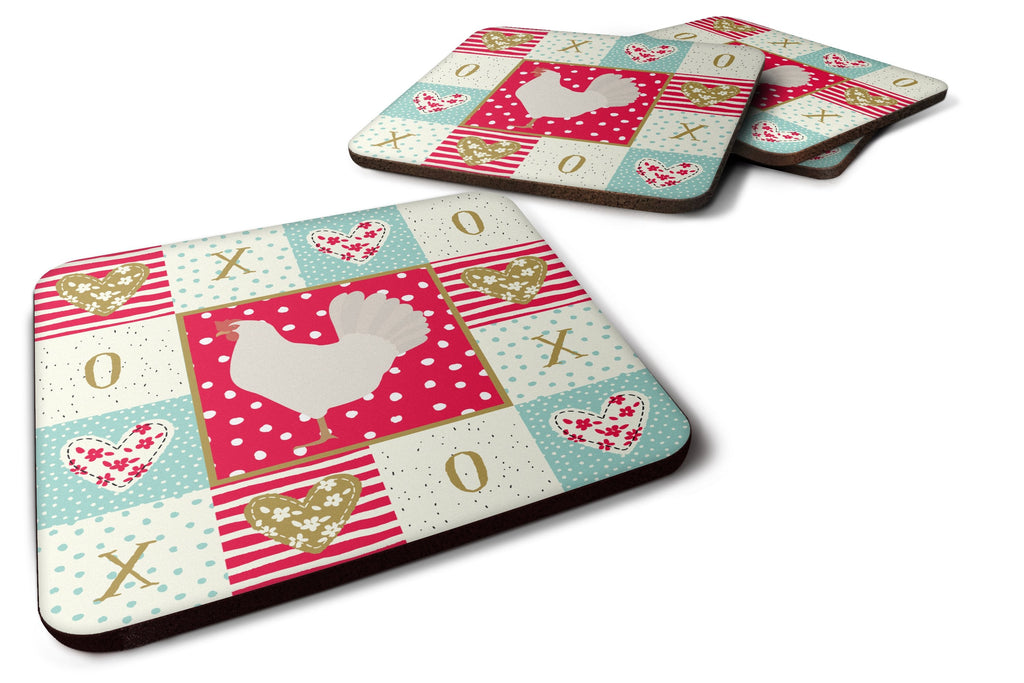 Leghorn Chicken Love Foam Coasters Set of 4 Cup Coasters for Indoor Outdoor, Tabletop Protection, Anti Slip, Mouse pad Material