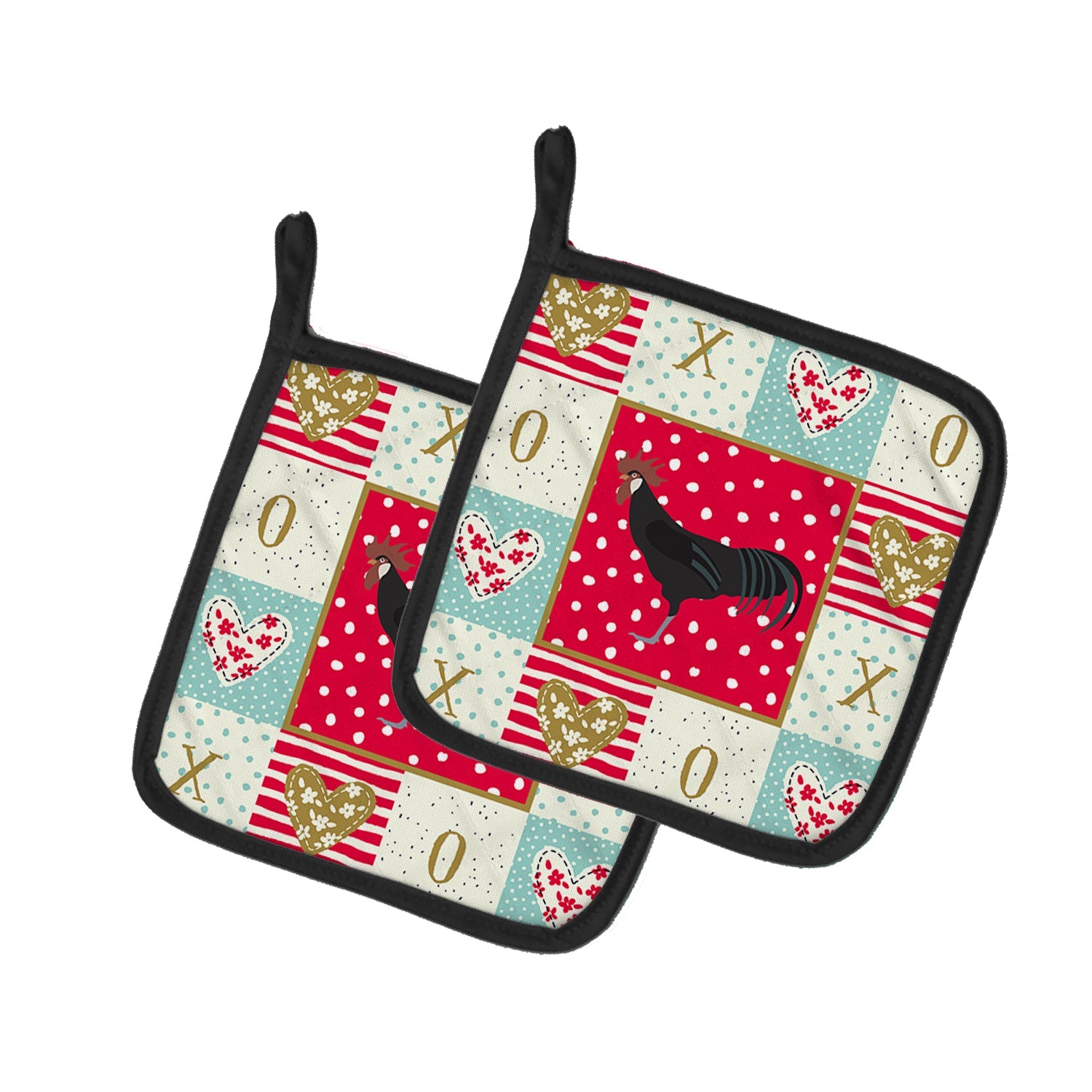 Minorca Ctalalan Chicken Love Pot Holder Set of 2 Heat Resistant Quilted Hot Pads 7.5 x 7.5 Inch, Insulated Kitchen Trivets for Cooking & Baking