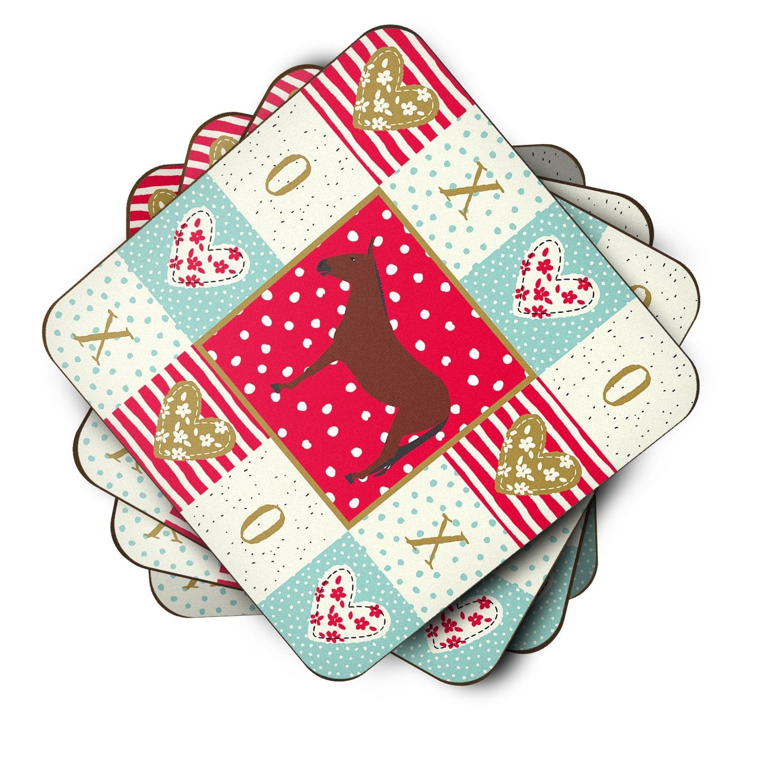 Hinny Horse Donkey Love Foam Coasters Set of 4 Cup Coasters for Indoor Outdoor, Tabletop Protection, Anti Slip, Mouse pad Material