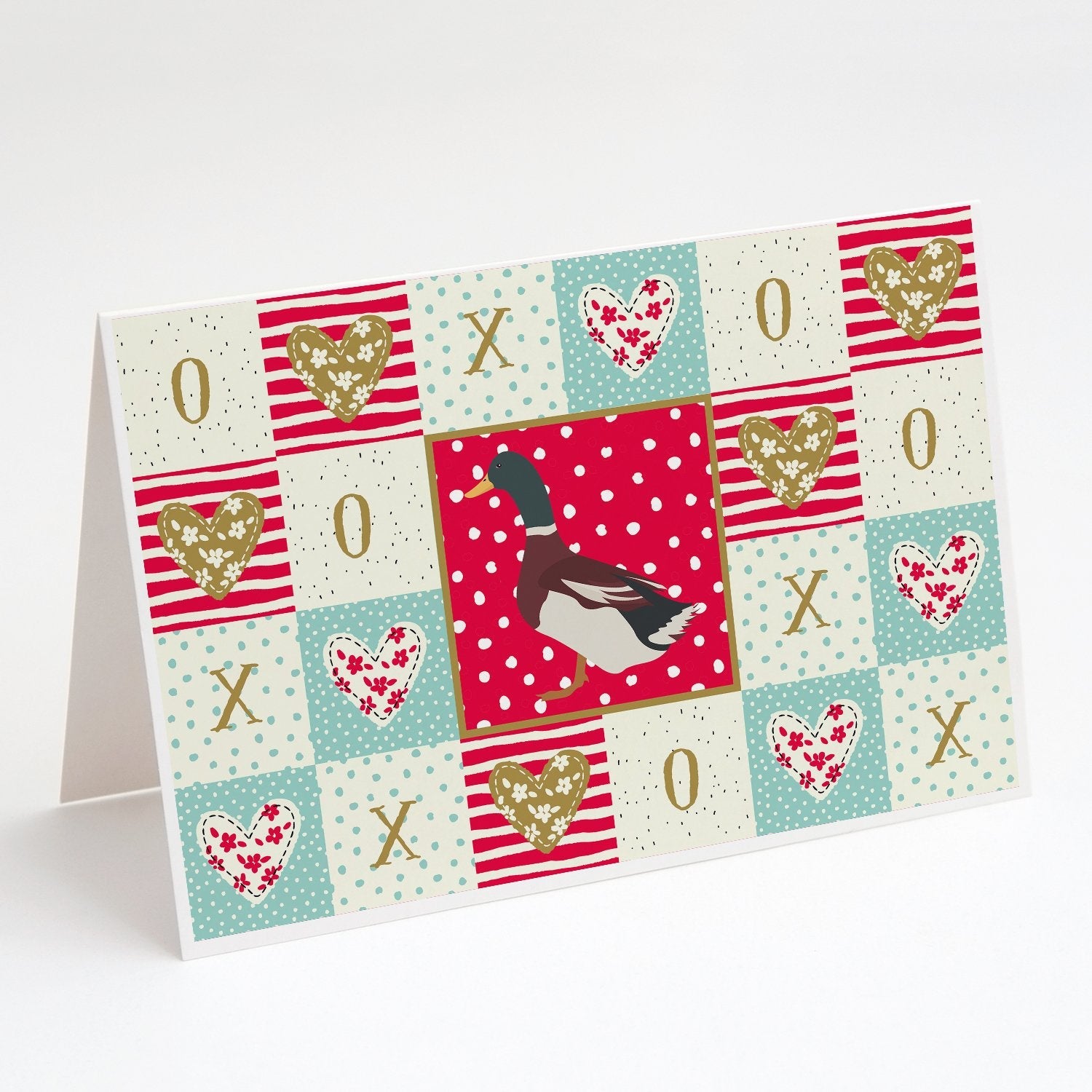 Rouen Duck Love Greeting Cards Pack of 8 Blank Cards with Envelopes Whimsical A7 Size 5x7