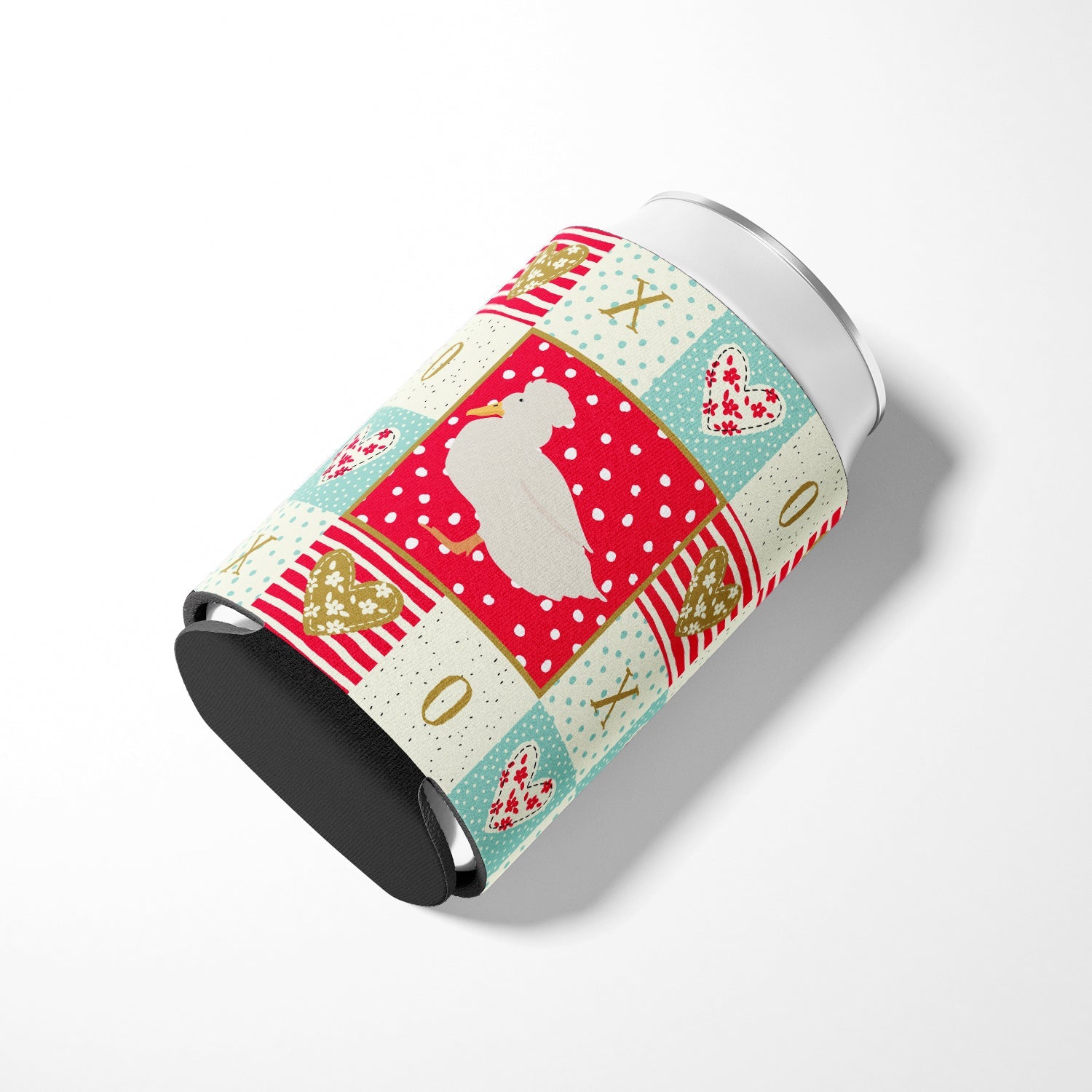 Crested Duck Love Can or Bottle Hugger Cooler Sleeve for Standard 12 oz Cans, Insulated Foam Beer & Soda Can Hugger Reusable