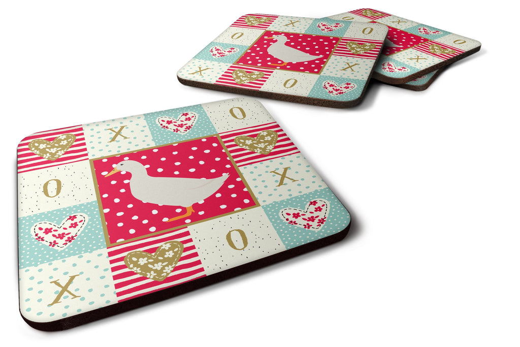American Pekin Duck Love Foam Coasters Set of 4 Cup Coasters for Indoor Outdoor, Tabletop Protection, Anti Slip, Mouse pad Material