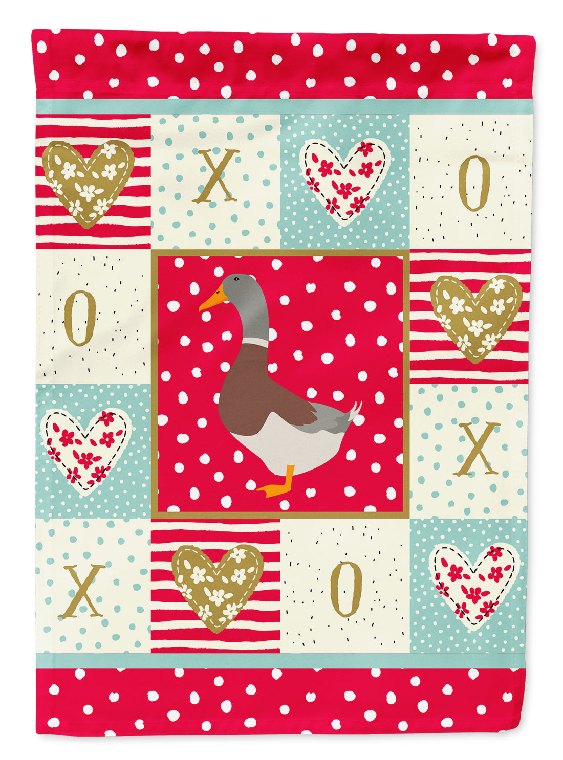 Saxony Sachsenente Duck Love House Flag 28x40 Porch Sleeve Pole Decorative Outside Yard Banner Artwork Wall Hanging, Polyester