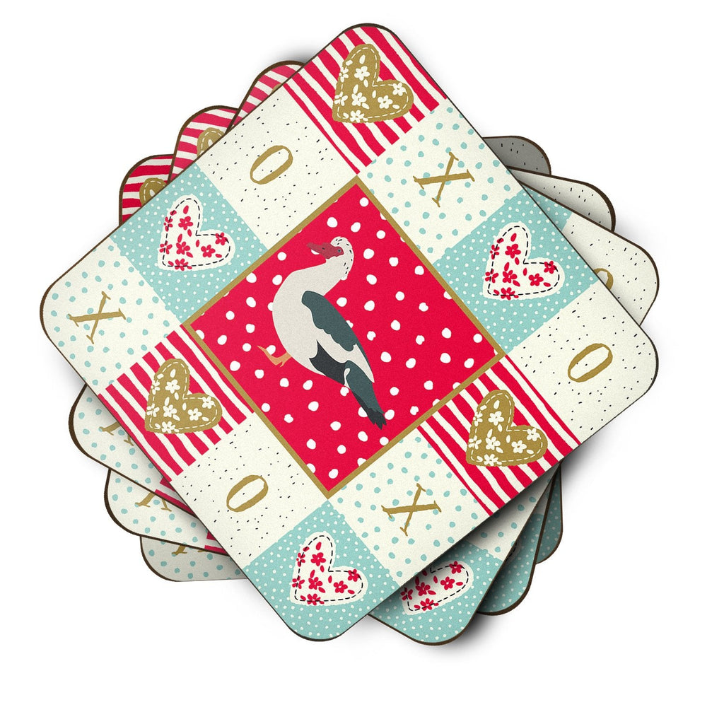 Muscovy Duck Love Foam Coasters Set of 4 Cup Coasters for Indoor Outdoor, Tabletop Protection, Anti Slip, Mouse pad Material