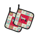 Silver Fox Love Pot Holder Set of 2 Heat Resistant Quilted Hot Pads 7.5 x 7.5 Inch, Insulated Kitchen Trivets for Cooking & Baking