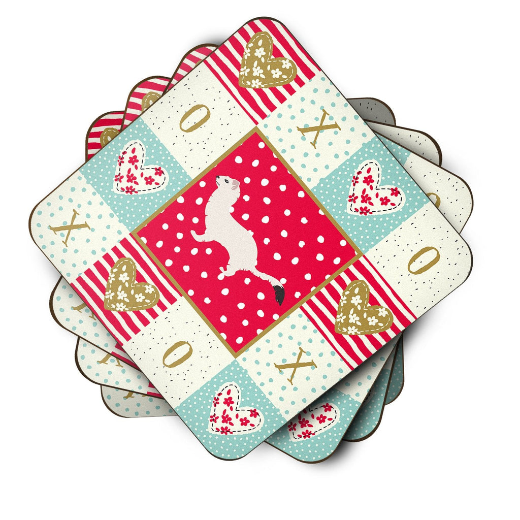 Stoat Short-tailed Weasel Love Foam Coasters Set of 4 Cup Coasters for Indoor Outdoor, Tabletop Protection, Anti Slip, Mouse pad Material