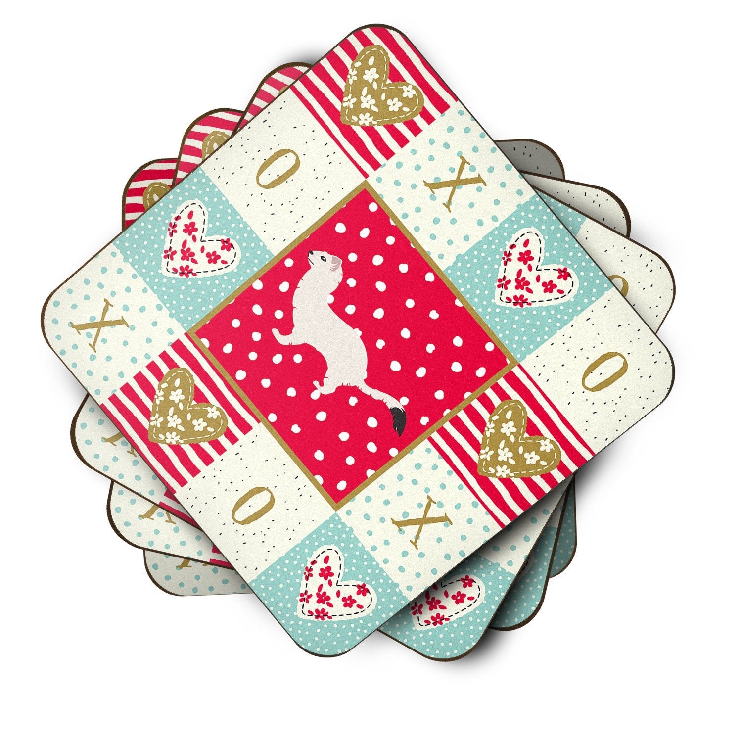 Stoat Short-tailed Weasel Love Foam Coasters Set of 4 Cup Coasters for Indoor Outdoor, Tabletop Protection, Anti Slip, Mouse pad Material