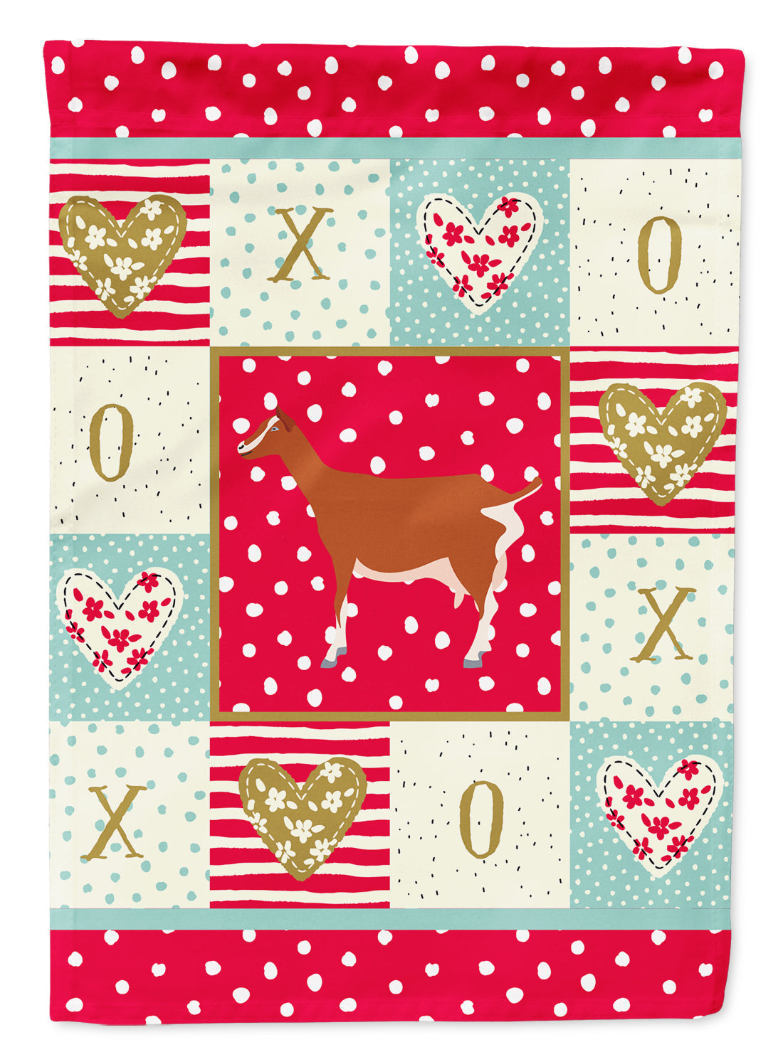 Toggenburger Goat Love House Flag 28x40 Porch Sleeve Pole Decorative Outside Yard Banner Artwork Wall Hanging, Polyester