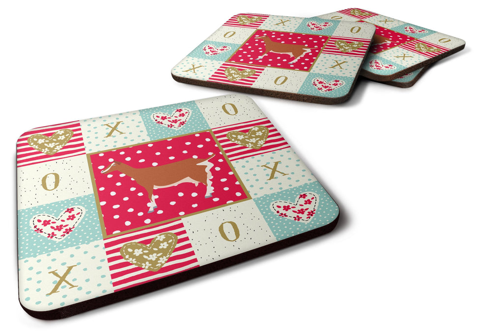 Toggenburger Goat Love Foam Coasters Set of 4 Cup Coasters for Indoor Outdoor, Tabletop Protection, Anti Slip, Mouse pad Material